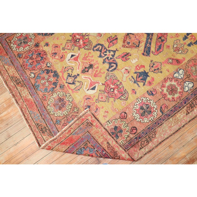 Persian Zabihi Collection 19th Century Gold Persian Soumac Flatweave - 5'7" x 8'3" For Sale - Image 3 of 11