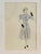 Vintage, signed, framed, pencil sketch/illustration/fashion design drawing, by French fashion artist, Berthe Duquaine,...