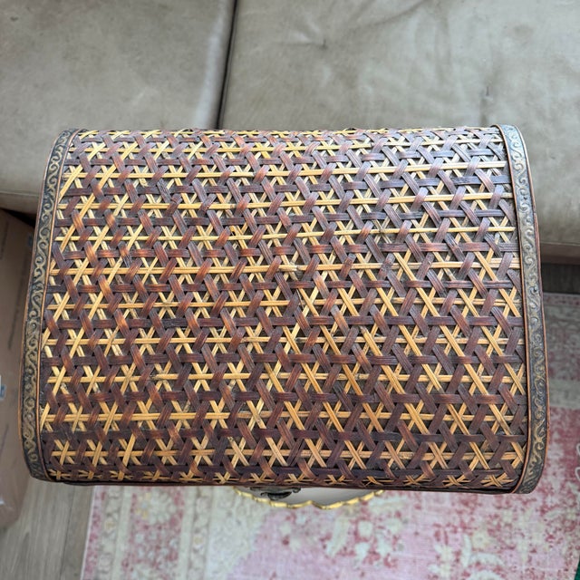 Vintage Bombay Company Woven Bamboo & Rattan Starburst Trunk For Sale In Jacksonville, FL - Image 6 of 12