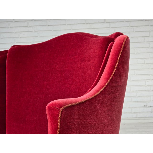 Danish Armchair in Velour with Ash Legs, 1960s For Sale - Image 12 of 18