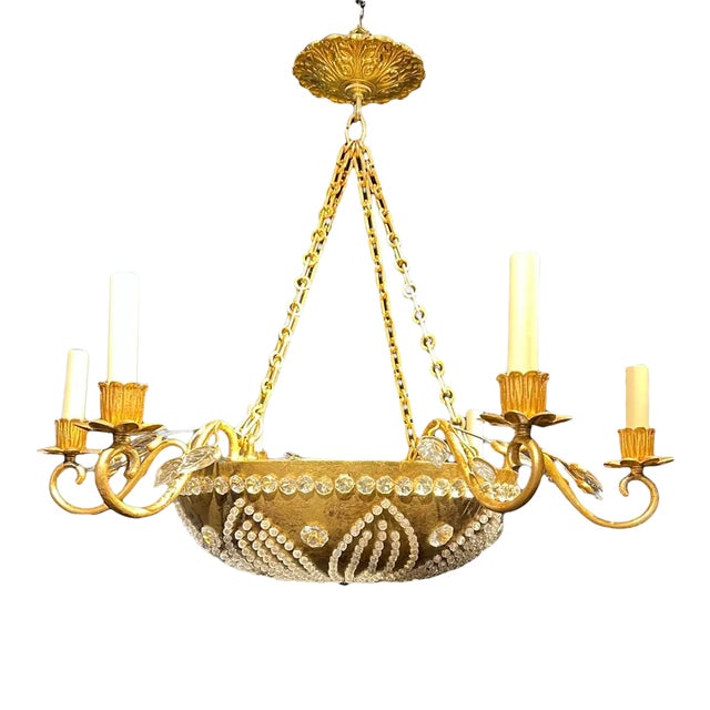 1940’s Bagues Beaded Crystal Light Fixture For Sale