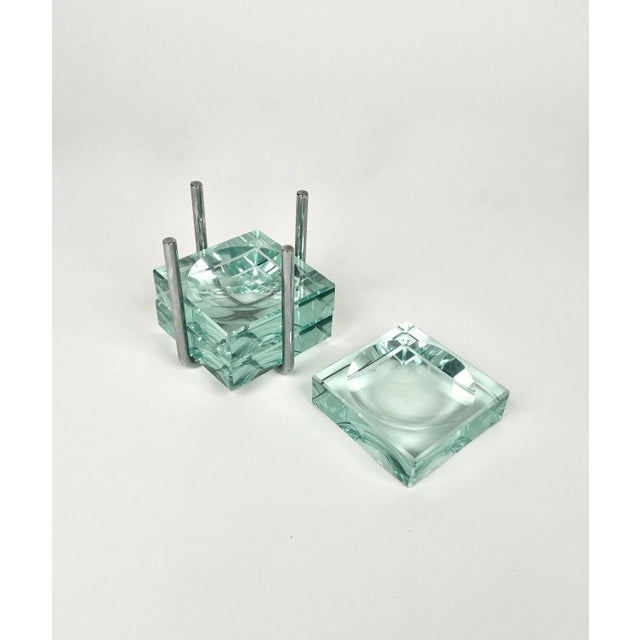 Ashtrays in Glass & Steel with Stand by Gallotti & Radice, Italy, 1970s, Set of 4 For Sale - Image 9 of 12