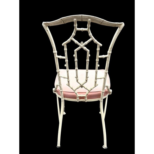 1970s MCM Faux Bamboo Cast Aluminum Chair Set 4 For Sale - Image 5 of 9