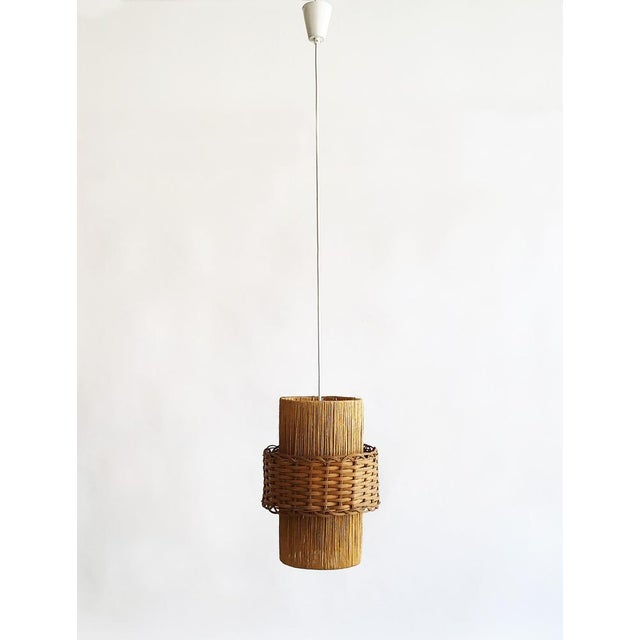 Mid-Century Modern Mid-Century Modern Sisal & Rattan Pendant Light by Temde Leuchten, 1960s For Sale - Image 3 of 9