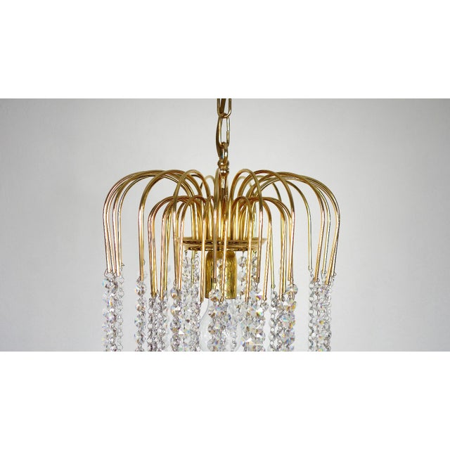 1970s Brass and Lead Crystal Chandelier from Joska Bodenmais, 1970s For Sale - Image 5 of 11