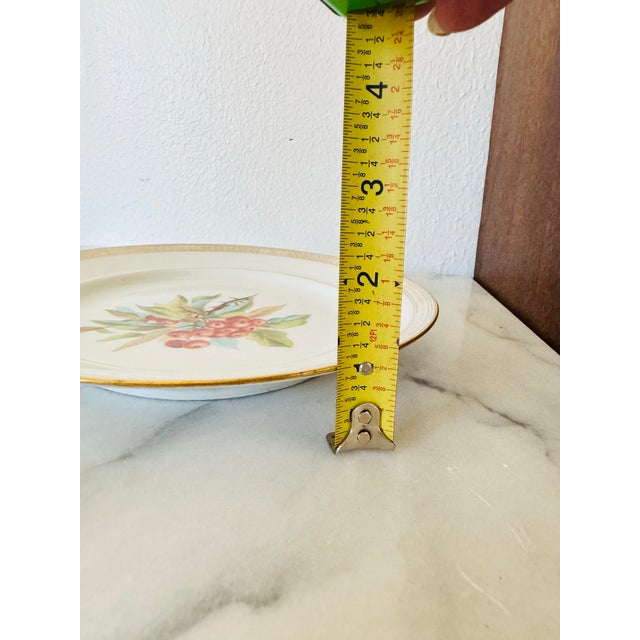 Ceramic Antique Holly Berry and Leaves Decorative Plate With Ornate Gold Trim For Sale - Image 7 of 8