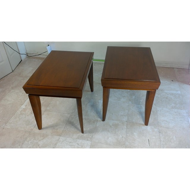Wood 1950s Vintage Brown and Saltman End Tables- A Pair For Sale - Image 7 of 13