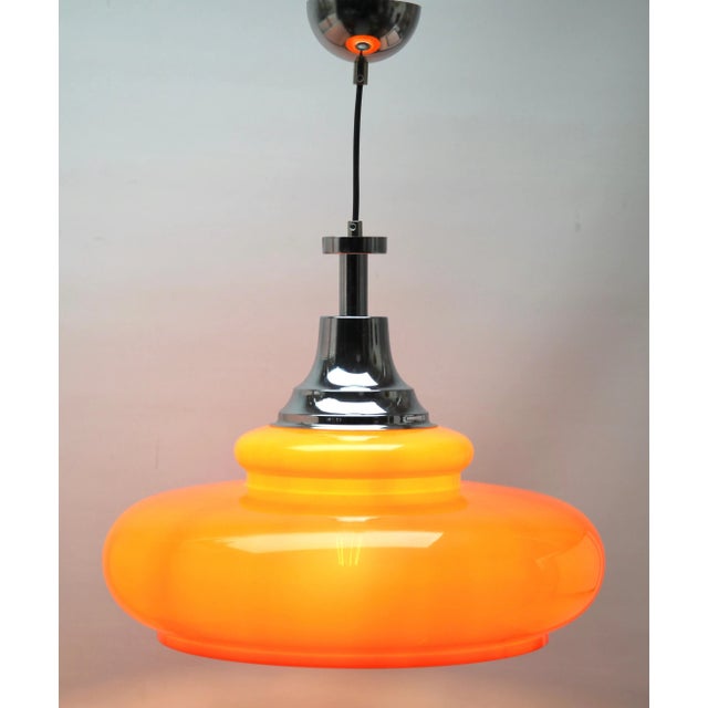 Hanging pendant light from the late 1960s designed in the Scandinavian style and Acrylic Shade Its Classic modernist form...