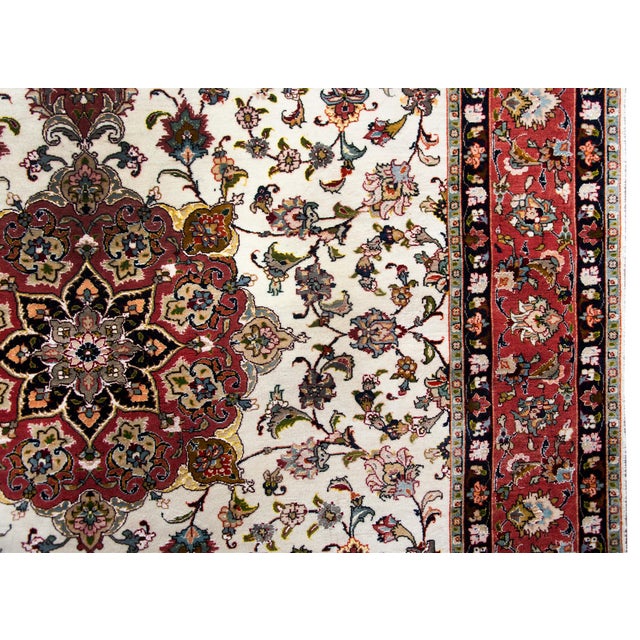 Vintage Persian Silk and Wool Tabriz Rug For Sale - Image 9 of 14