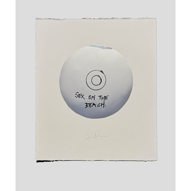 Conceptual mixed media artwork inspired by a CD playlist, featuring a minimalist circular form with hand-applied text and...
