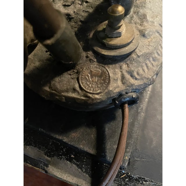 Vintage Arte Nouveau Bronze Spelter Sculpture Lamp For Sale - Image 11 of 12