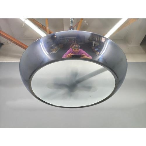 Bauhaus UFO Pendant Light in Chrome and Glass from Drupol, 1940s For Sale - Image 4 of 13