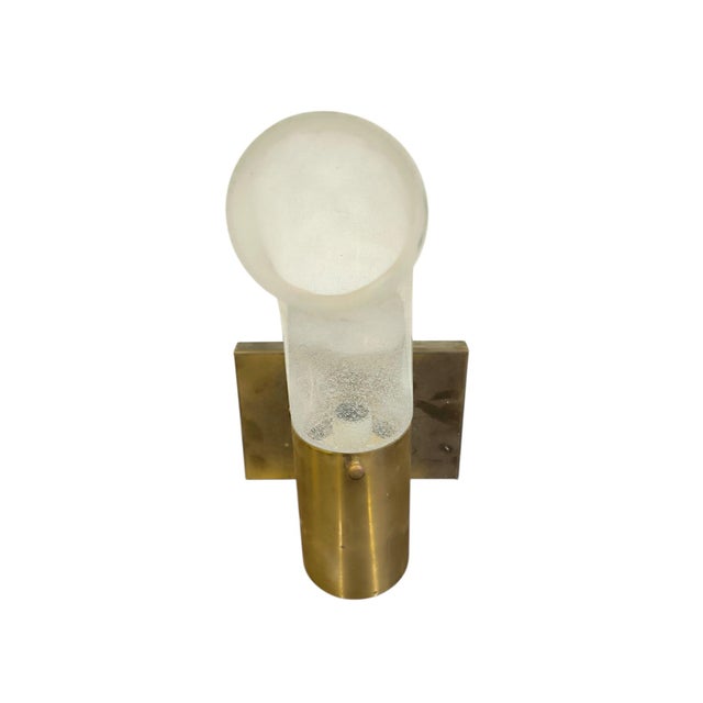 Brass and Pulegoso Glass Wall Lamp attributed to Aldo Nason for Mazzega, 1960s For Sale - Image 6 of 13