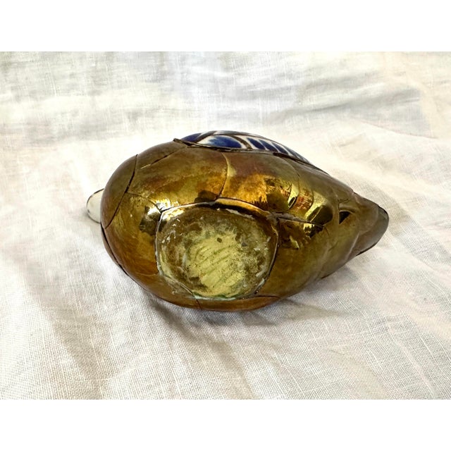 1970s Vintage Mexican Tonala Pottery & Brass Duck Figurine For Sale - Image 5 of 5