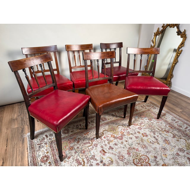 Wood Assembled Set of Six English George III Mahogany Neoclassical Dining Chairs, Four 18th Century For Sale - Image 7 of 10