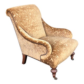 Ralph Lauren Designer Arm Chair W Silk Velvet For Sale