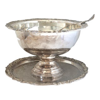 Midcentury Rogers Silverplate Beverage Cooler W/ Tray & Ladle For Sale