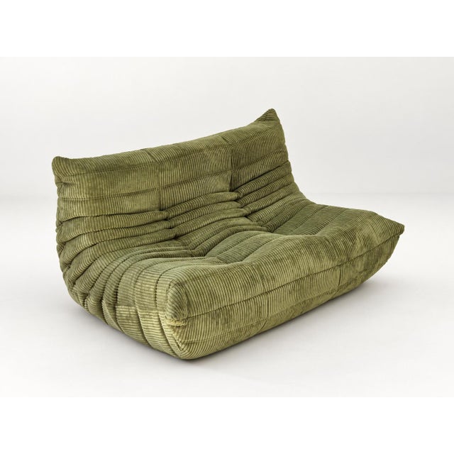 Olive Togo 2-Seater Sofa and Corner Seat by Michel Ducaroy for Ligne Roset, 2019, Set of 2 For Sale - Image 10 of 18