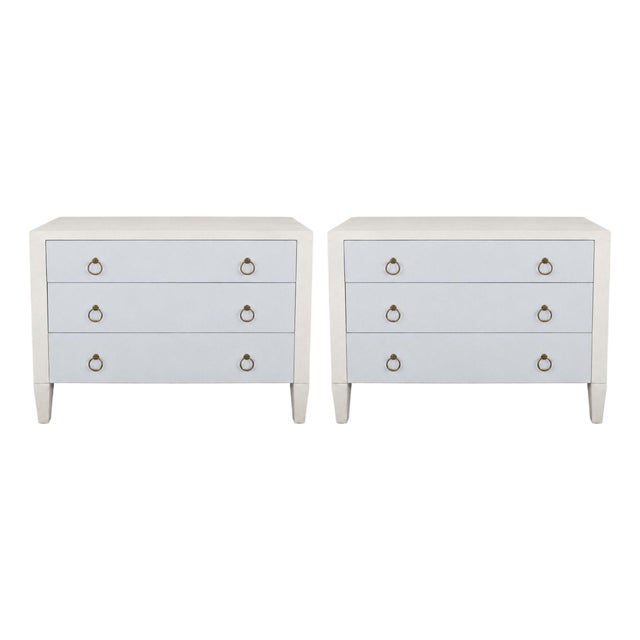 Pair of Italian Two-Tone Faux Shagreen Commodes. Late 20th Century. For Sale