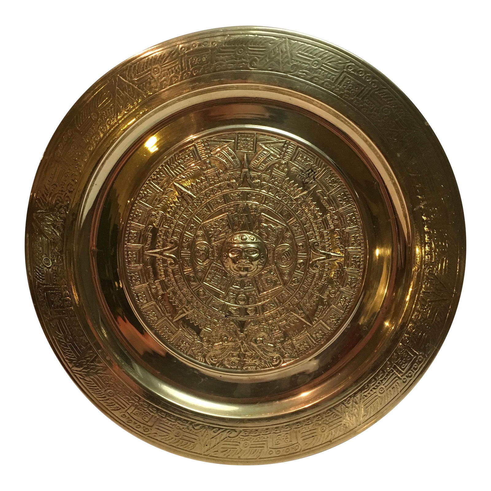 Vintage Solid Brass Wall Hanging Plate Chairish