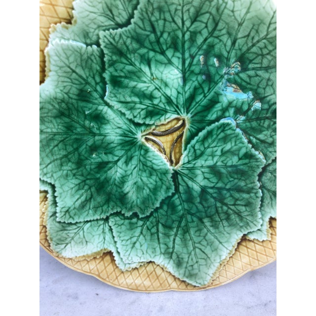 Late 19th Century French Majolica Leaves Plate Gien, Circa 1880 For Sale - Image 5 of 7