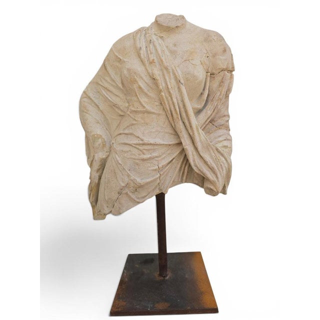 Decorative Greek Style Bust Sculpture, Late 20th Century, Reconstituted Stone on Iron Base For Sale - Image 12 of 15