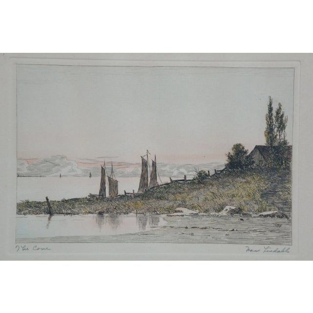 Late 19th Century 3 Antique Nan Lindahl Mariners Haven Hillside Cove Sailboat Harbor Etchings 13" For Sale - Image 5 of 16