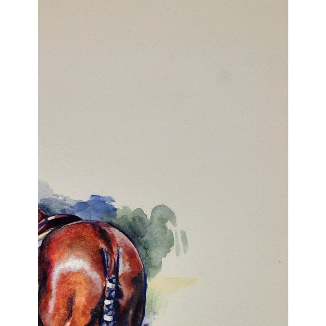 Elin Sian Blake, Polo Match, Cirencester, Player and Pony, Watercolour, Framed For Sale - Image 7 of 18