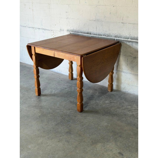 Oak Extendable Dining Table With Pull-Out Leaves Danish Mid-Century Modern 1960s For Sale - Image 9 of 12
