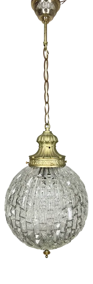 Pendant in Brass and Pressed Crystal