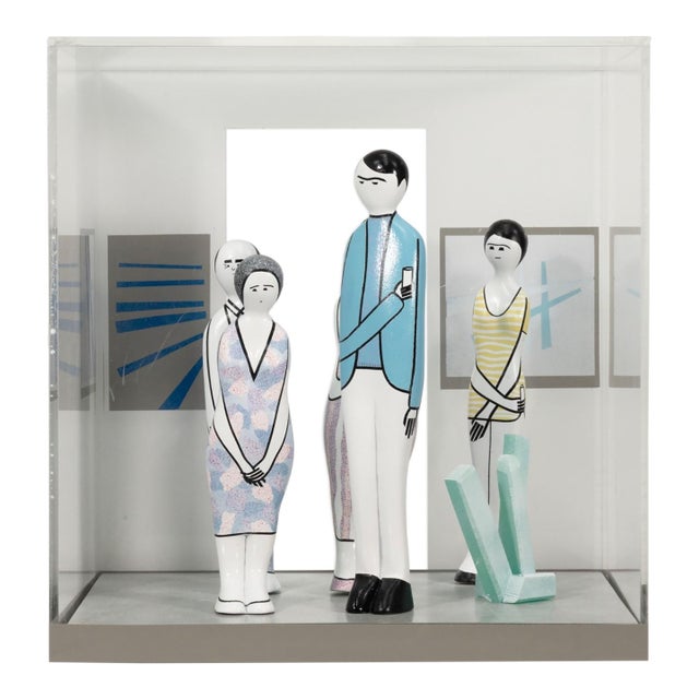 Guglielmo Gusella - A Gallery Opening, C. 1980s Mixed-Media Table Sculpture For Sale