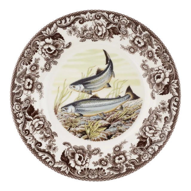 Spode Woodland Fish Dinner Plate 10.5", King Salmon For Sale