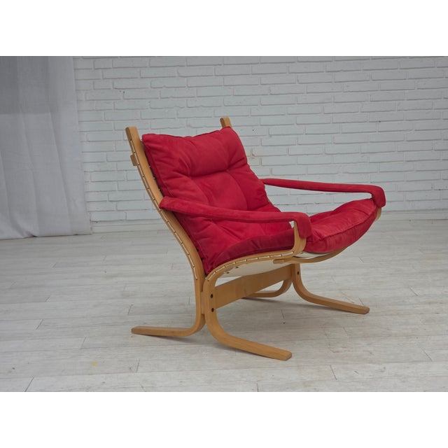 Red Norwegian Siesta Chairs and Ottoman by Ingmar Relling Westnofa, 1970s, Set of 3 For Sale - Image 8 of 18