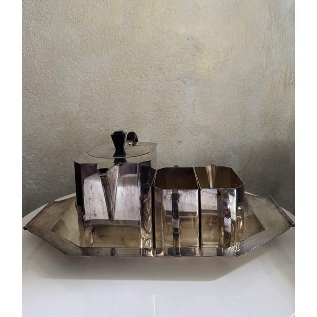 Art Deco Silver-Plated Copper Cube Tea Service from John Round & Son Sheffield, England, 1930s, Set of 3 For Sale - Image 12 of 12