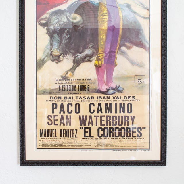 Vintage 1970’s Bullfighting Poster Framed in Acrylic From Spain | Chairish