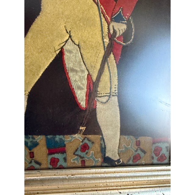 1950s Vintage Napoleonic Hussar Soldier Textile Art Framed Wool Applique Military Wall Decor For Sale - Image 5 of 12