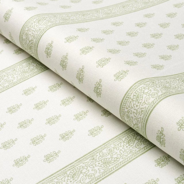 Schumacher SAMPLE - Schumacher Katsura Stripe Fabric In Leaf For Sale - Image 4 of 4