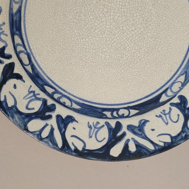 1910s Dedham Pottery Rabbit Plate, Blue Crackleware, C. 1910s For Sale - Image 5 of 8