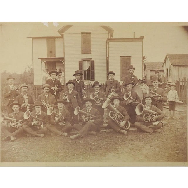 Rustic Antique Brass Band Group Photograph For Sale - Image 3 of 3