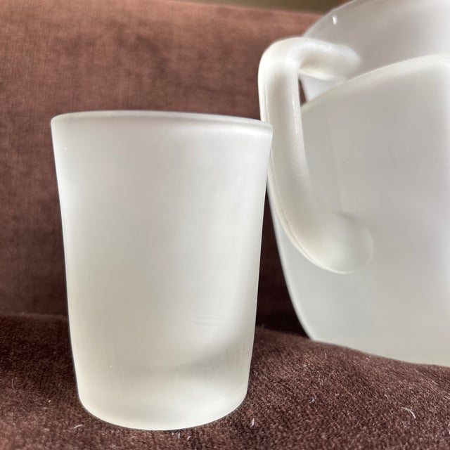1950s Mid-Century Federal Glass Company Star Clear Glass Pitcher With Four Small Juice Glasses For Sale - Image 12 of 12