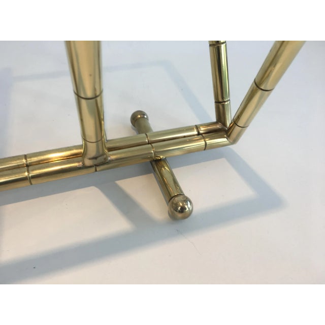 Faux-Bamboo Brass Magazine Rack in the Style of Jacques Adnet For Sale - Image 12 of 13