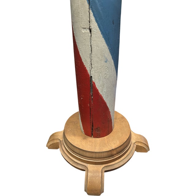 American 19th C Red, White and Blue Barber Pole For Sale - Image 3 of 6