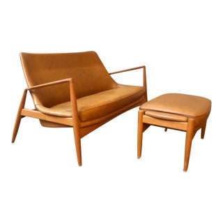 Mid-Century Modern Ib Kofod-Larsen Seal Sofa and Ottoman - 2 Pieces For Sale