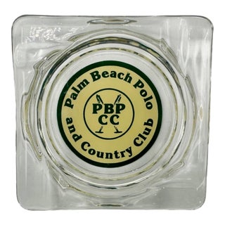 Mid 20th Century Vintage Palm Beach Polo and Country Club Ashtray Glass Dish Florida For Sale