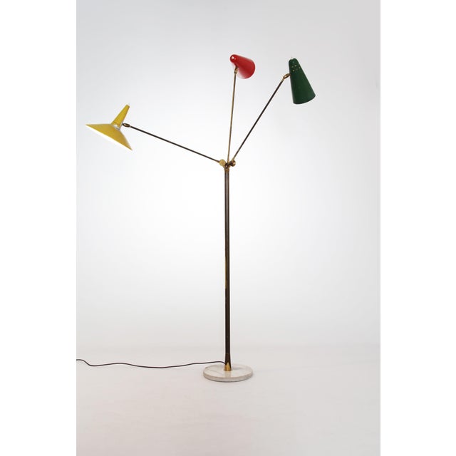 Italian Floor Lamp with Three Colored Aluminum Shades, 1950s For Sale - Image 11 of 11