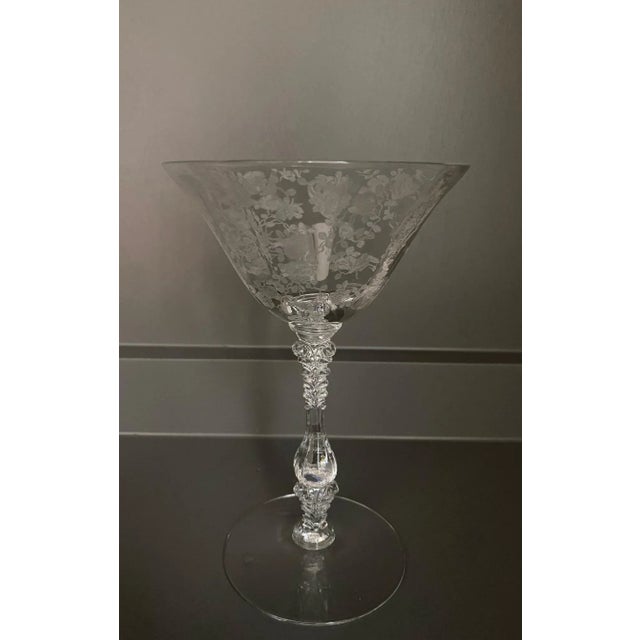 Transparent Vintage Etched Floral Glasses - Set of 13 For Sale - Image 8 of 13