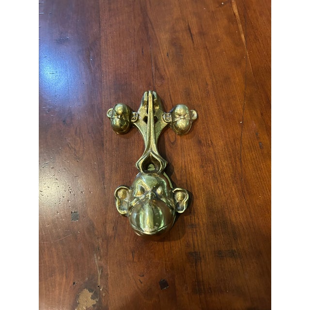 Campaign Vintage Brass Monkey-Head Door Knocker For Sale - Image 3 of 3