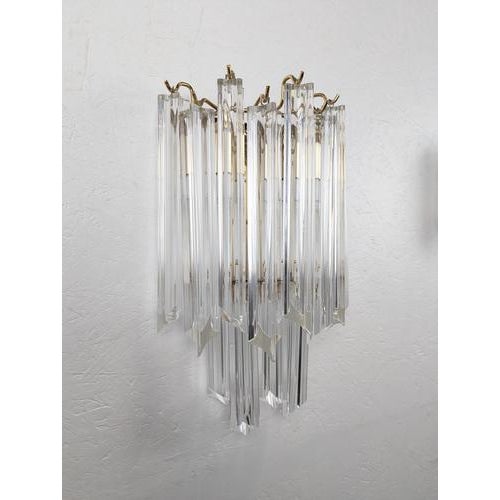 Brass and Murano Glass Wall Lamp by Venini by Novaresi, in Very Good conditions. Up to 250V (Europe/UK Standard).The...