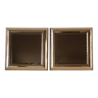 Original Windsor Art of California Disco Ball Gold Square Mirror Vintage- A Pair For Sale