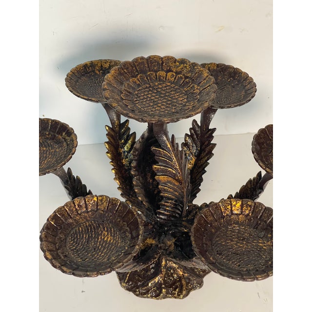 American 1970s Bronze Artichoke Style 7 Arm Centerpiece or Candelabra For Sale - Image 3 of 4